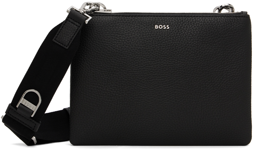 Hugo Boss Black Leather Bag In 001 Black