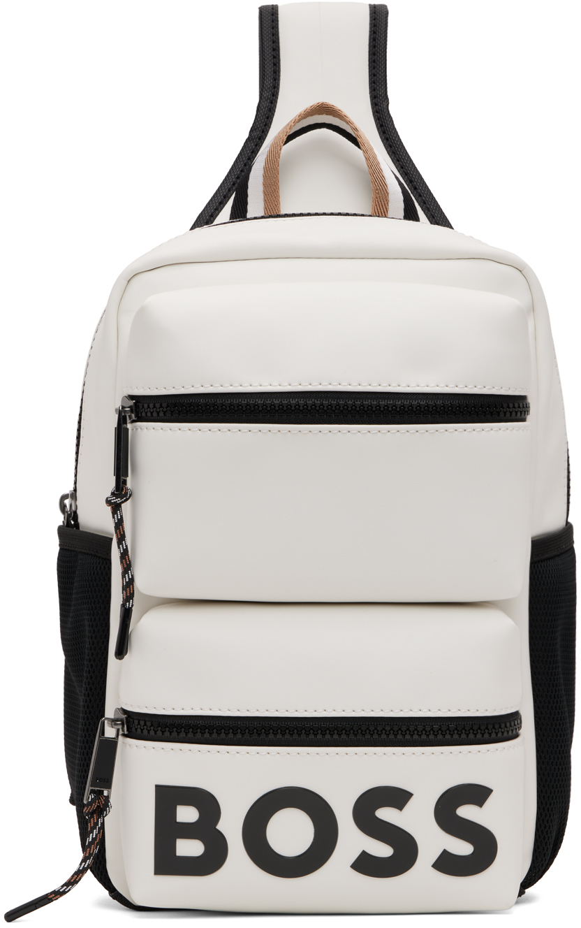 Hugo Boss White Logo Backpack In 100 White