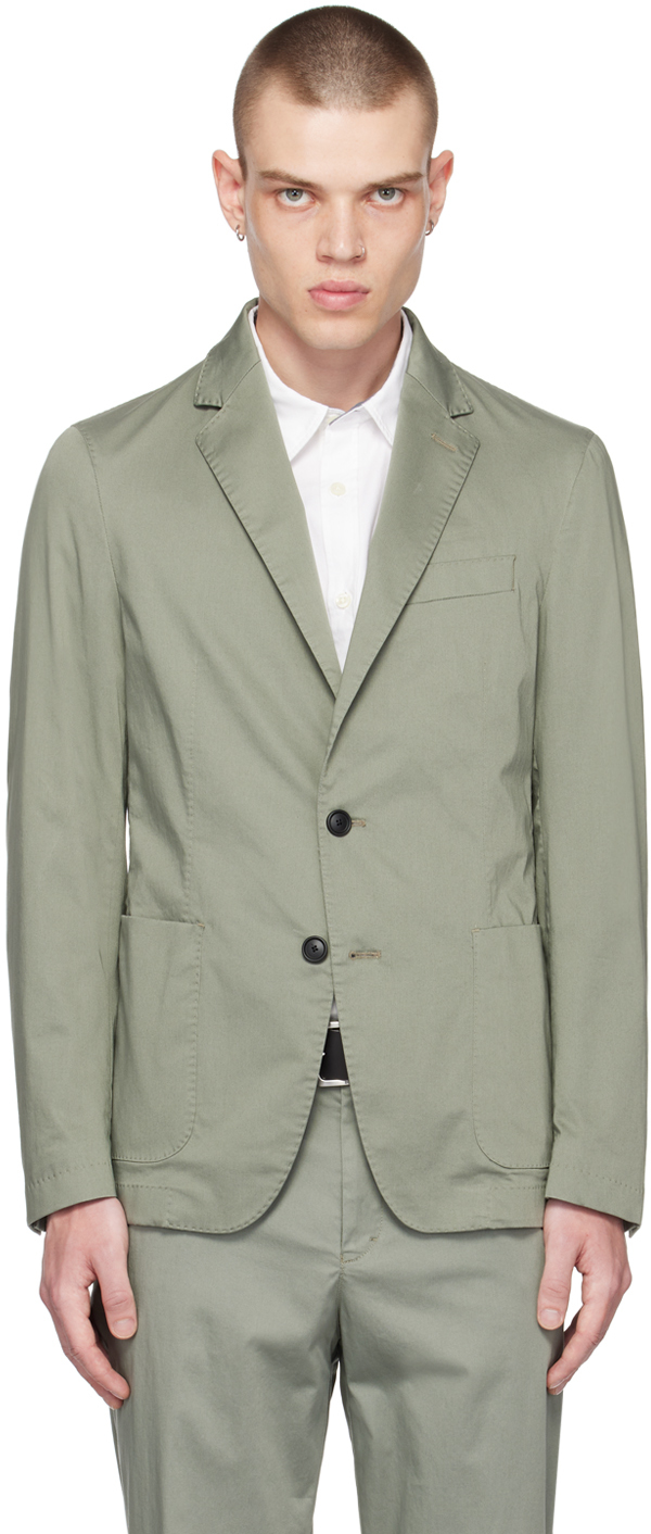 Hugo Boss Slim-fit Jacket In A Crease-resistant Cotton Blend In Light Green