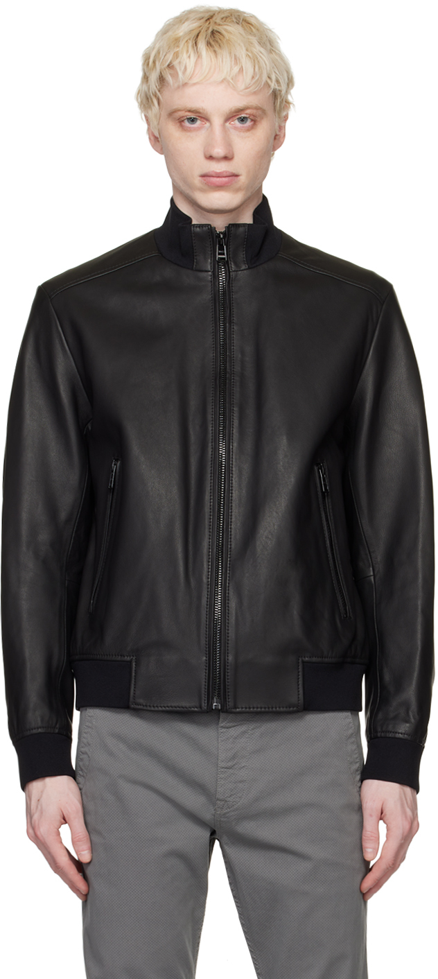 BOSS Black Bomber-Style Leather Jacket