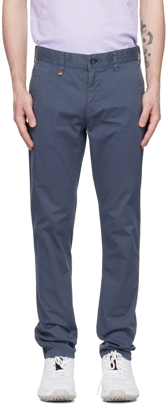 Hugo Boss Navy Slim-fit Trousers In Medium Blue 420