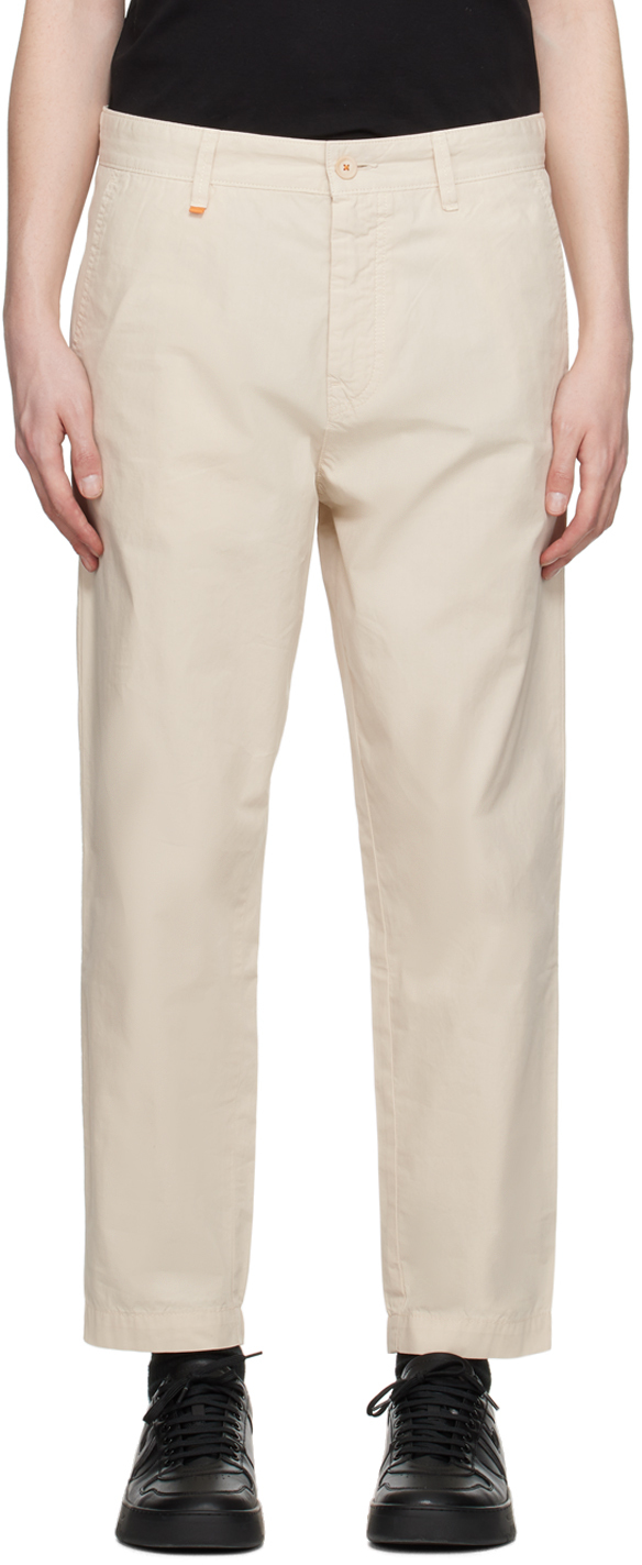 BOSS: Beige Relaxed-Fit Trousers | SSENSE