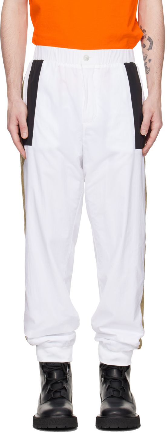 Hugo Boss White Embroidered Lounge Pants In White 100