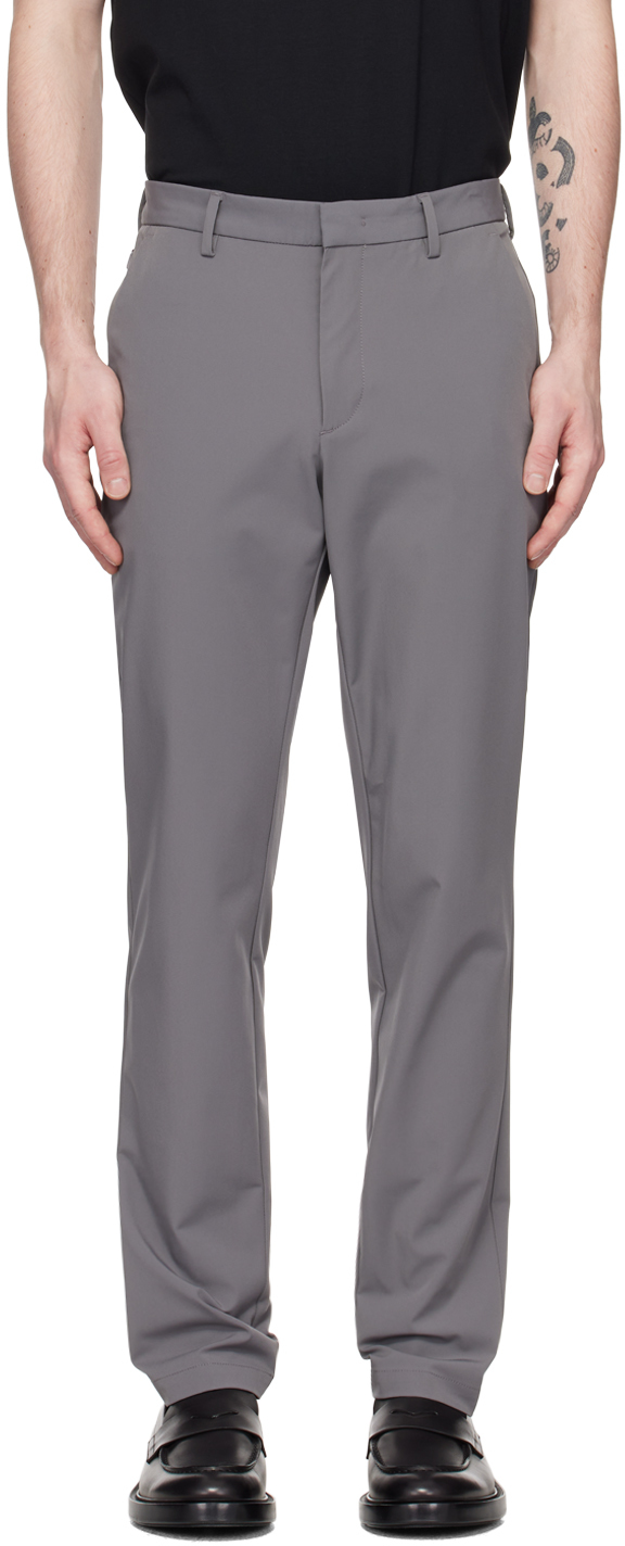 BOSS: Gray Slim-Fit Trousers | SSENSE