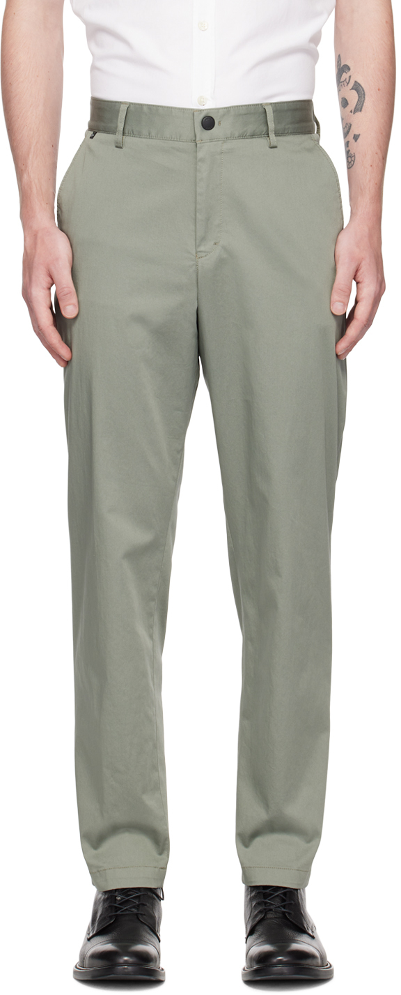 Hugo Boss Men's Relaxed-fit Trousers In A Crease-resistant Cotton Blend In Light Green |