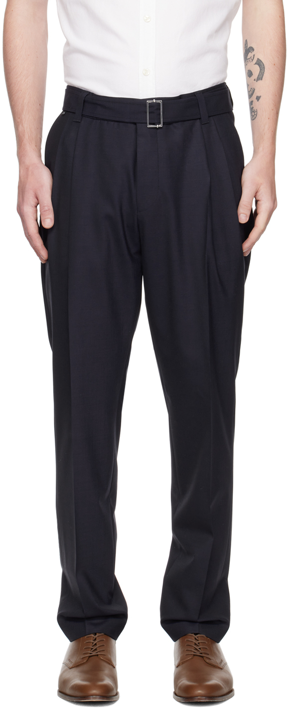 Navy Relaxed-Fit Trousers