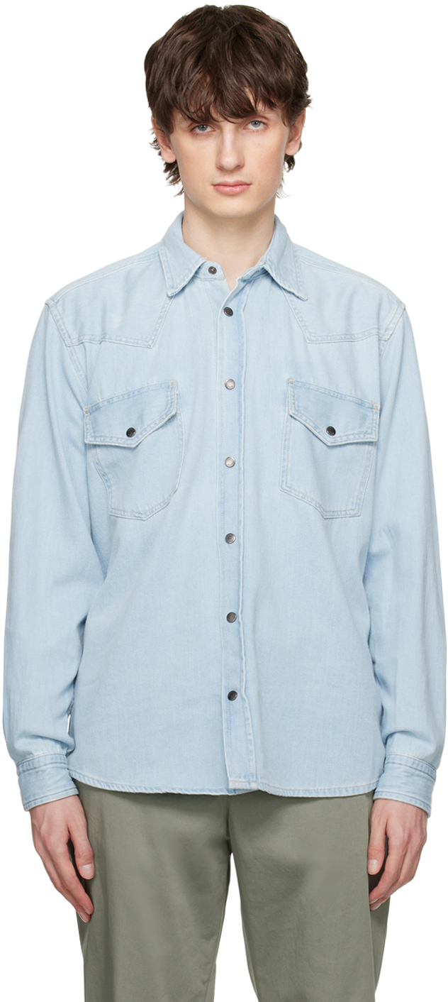 Hugo Boss Blue Relaxed-fit Denim Shirt In Light/pastel Blue 45