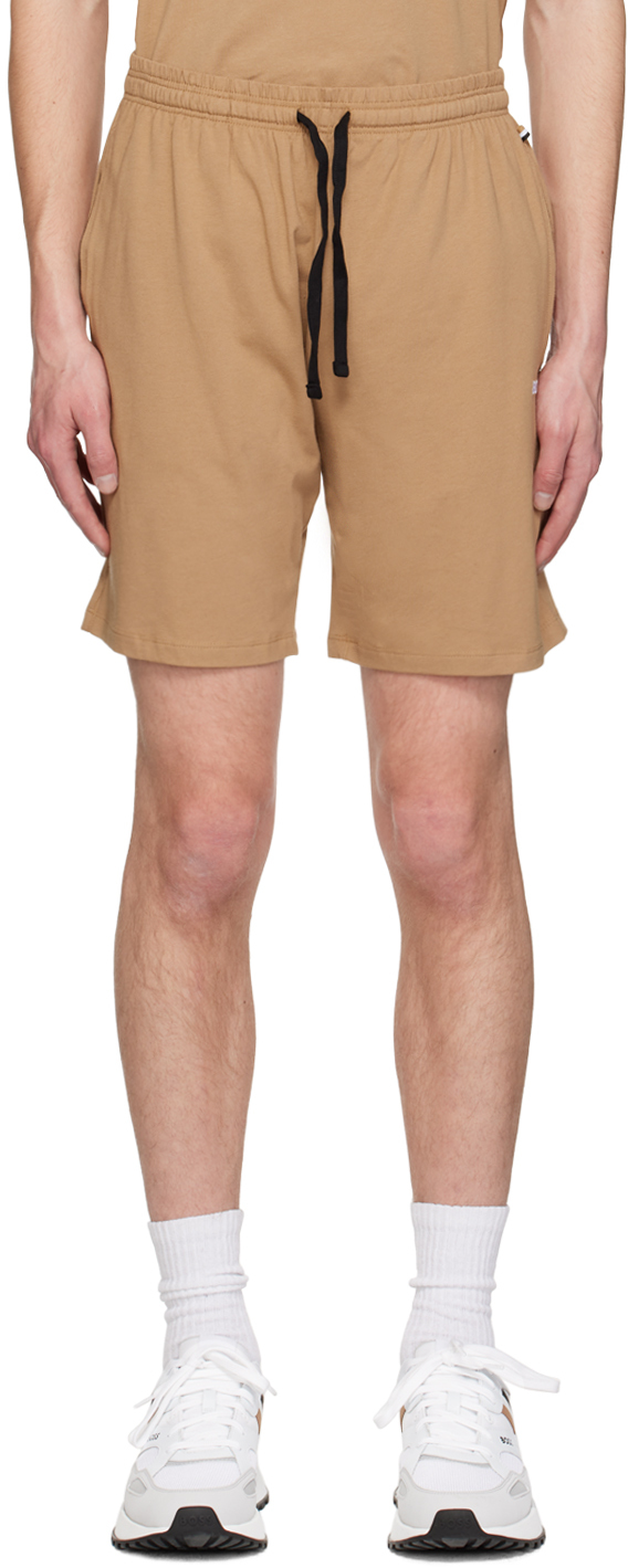 Hugo Boss Beige Embroidered Shorts In Medium Beige 260
