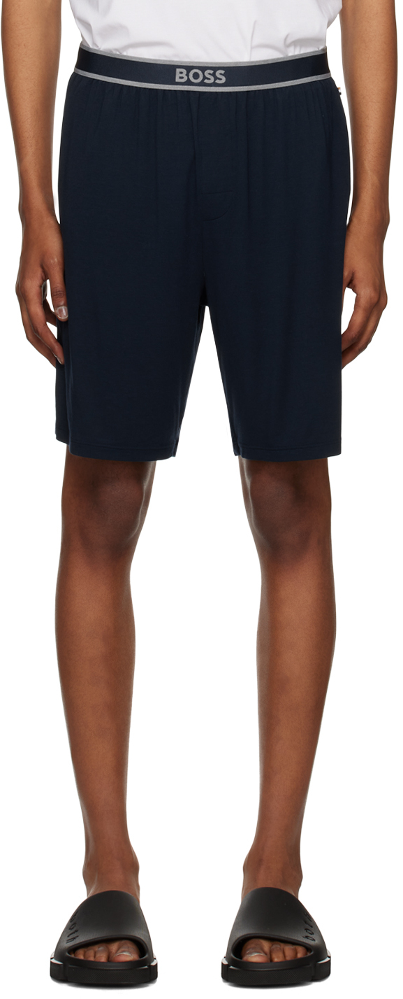 Hugo Boss Navy Jacquard Shorts In Dark Blue 403