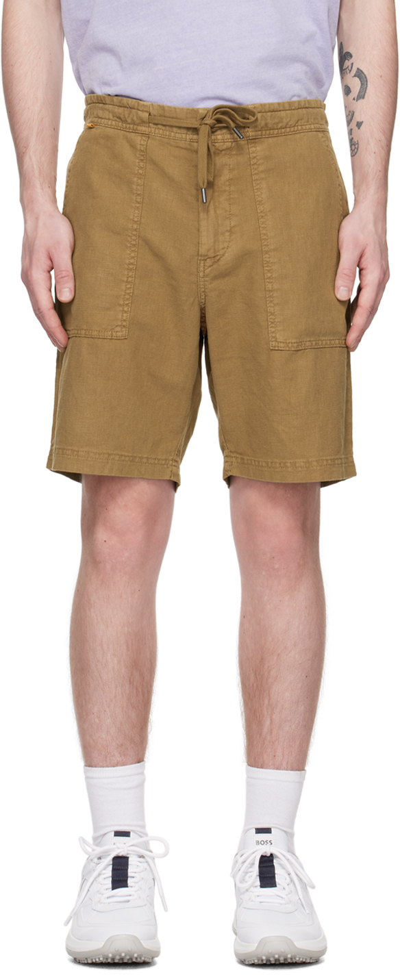 Hugo Boss Beige Drawstring Shorts In Open Beige 280