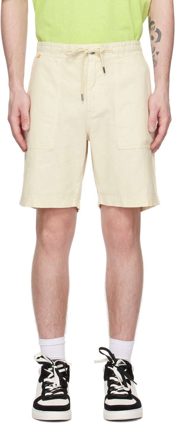 Hugo Boss Beige Regular-fit Shorts In Light Beige
