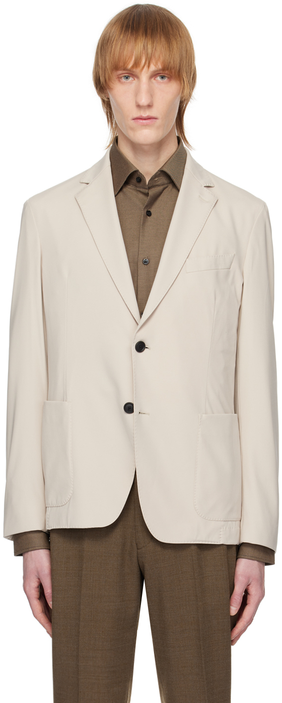 Shop Hugo Boss Beige Two-button Blazer In Light Beige 271