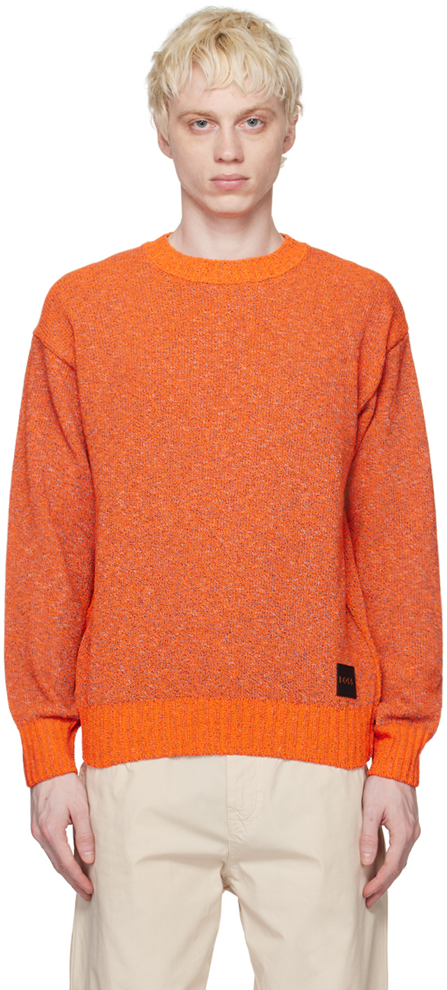 Orange Relaxed-Fit Sweater by BOSS on Sale