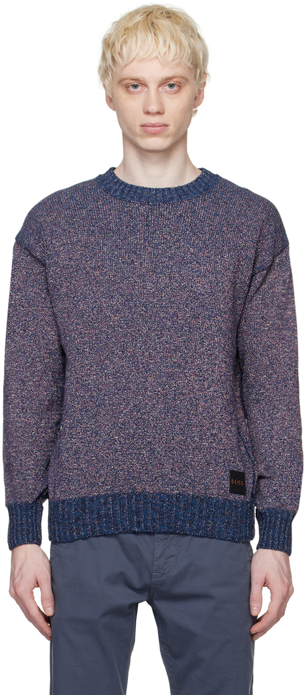 Hugo Boss Navy Relaxed-fit Sweater In Dark Blue 404