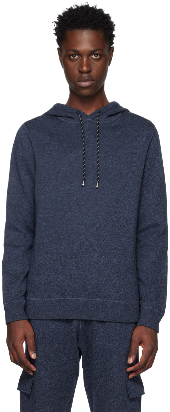 Navy Marled Hoodie by BOSS on Sale