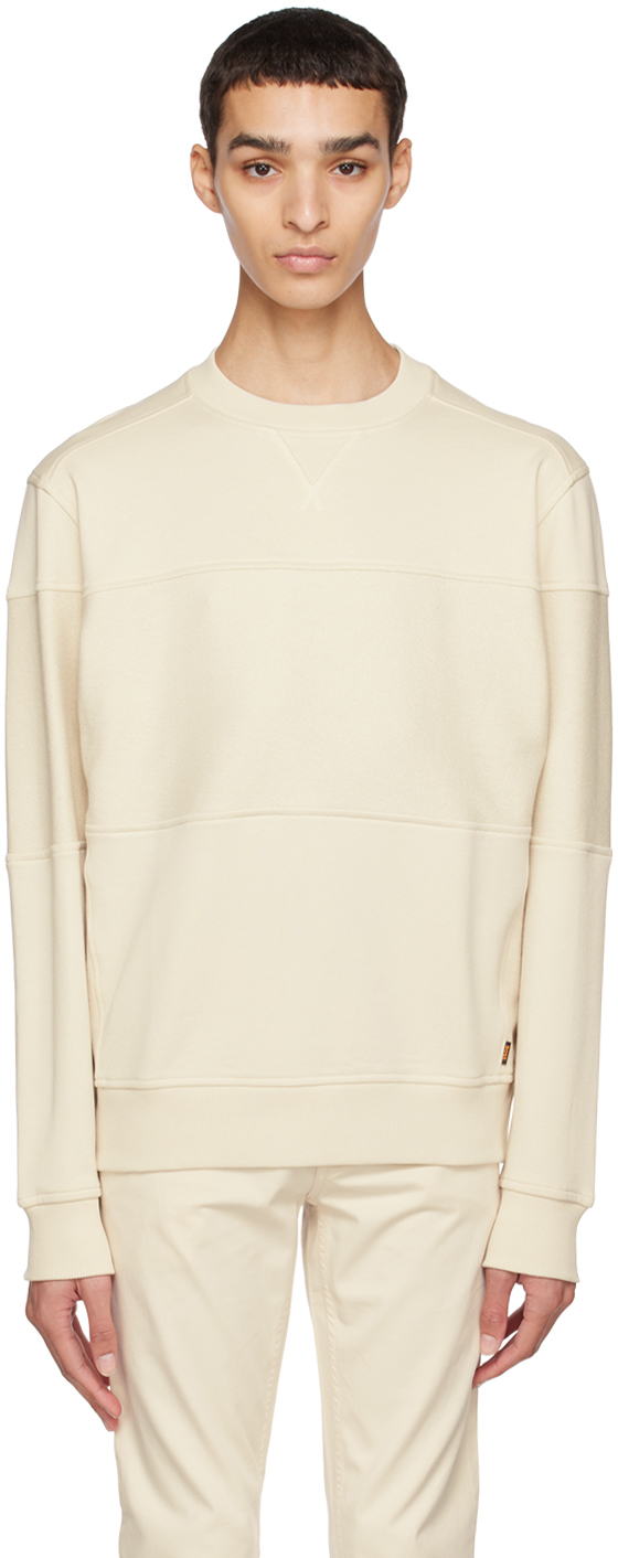 Hugo Boss Off-white Patchcrew Sweatshirt In Open White 131