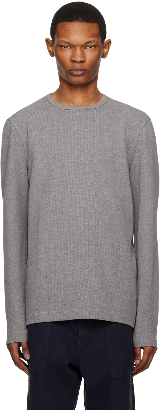 Hugo Boss Gray Slim-fit Long Sleeve T-shirt In Light/pastel Grey 51