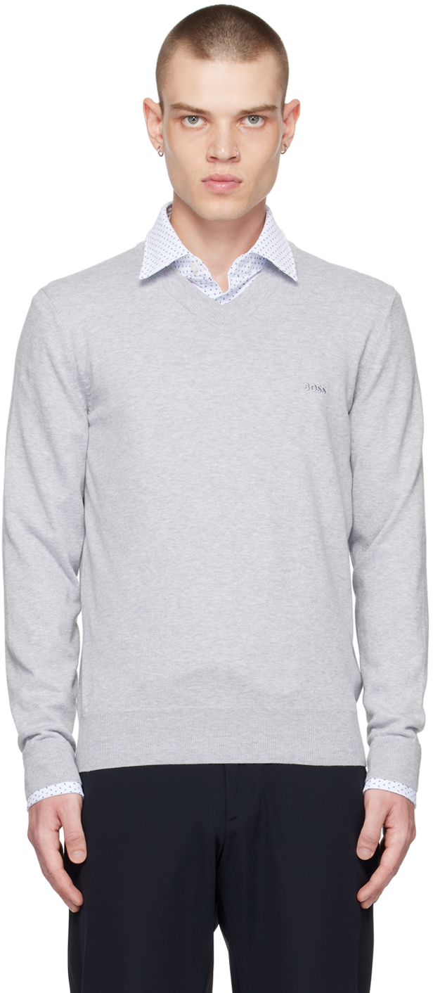 Gray V-Neck Sweater