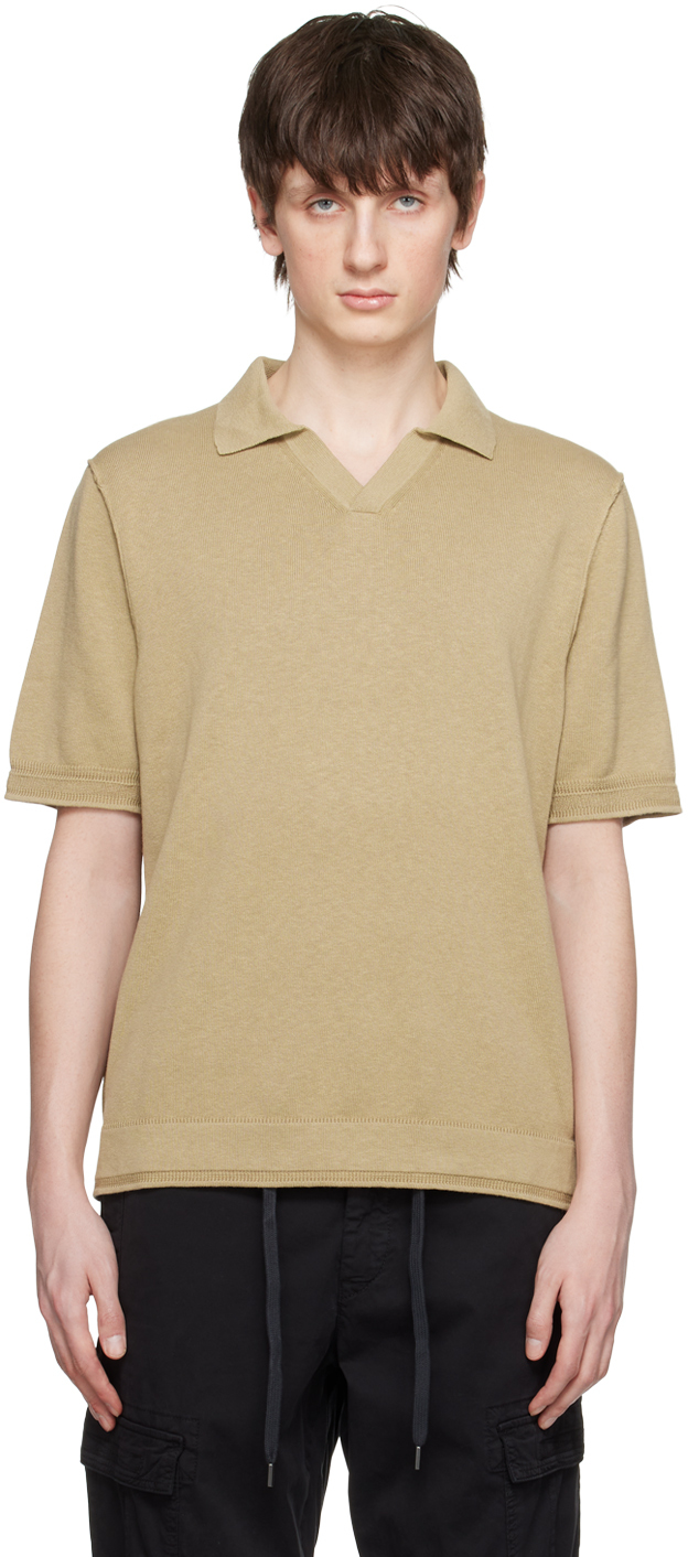 BOSS Brown Open Collar Polo