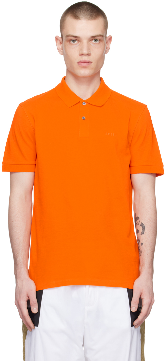 Orange Embroidered Polo In Orange 829 | ModeSens