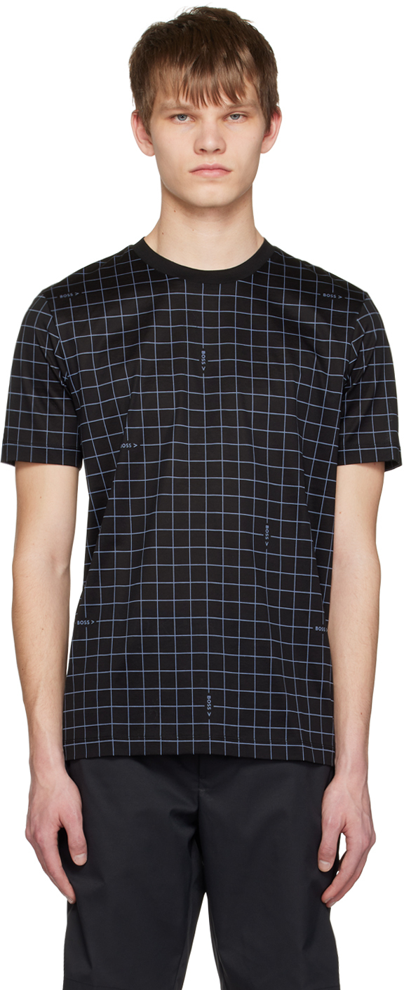 Shop Hugo Boss Black Grid T-shirt In Black 001