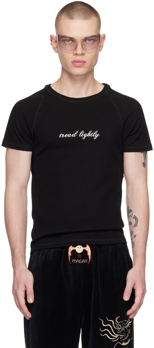 Raga Malak: SSENSE Exclusive Black 'Tread Lightly' T-Shirt | SSENSE