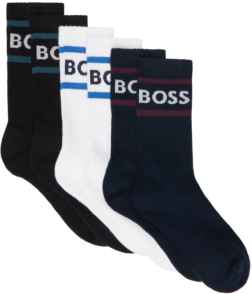 Hugo Boss Three-pack Multicolor Socks In Patterned