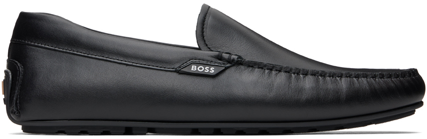 Boss Black Logo Loafers In 001 Black | ModeSens