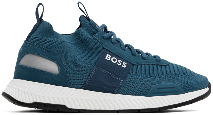 Hugo Boss Blue Sock Sneakers In Turquoise/aqua 445