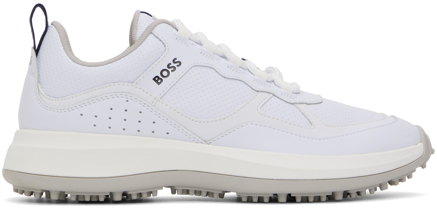 BOSS: White Perforated Sneakers | SSENSE