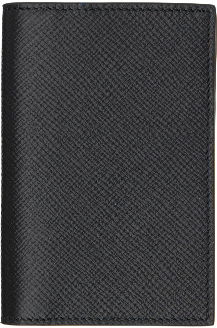 Smythson 6 Card Slot Wallet in Panama Black