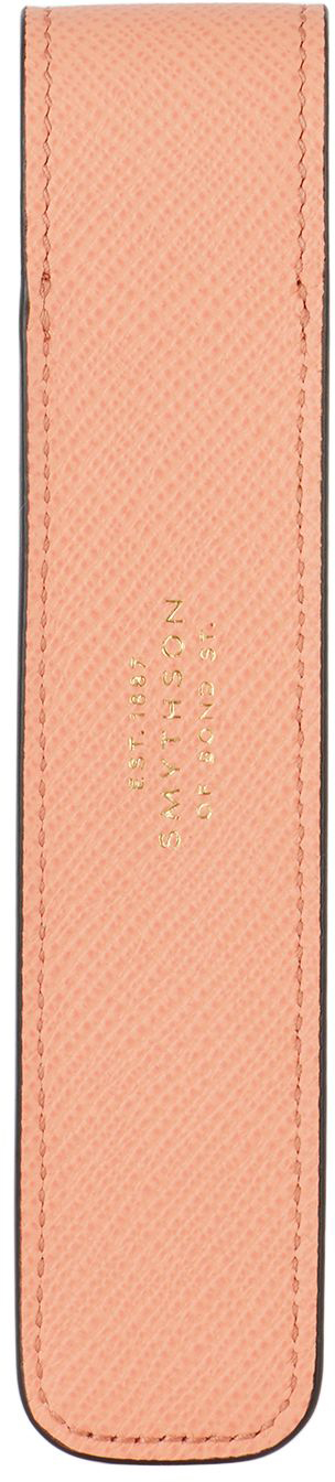 Smythson Orange Panama Pen Sleeve In Peach