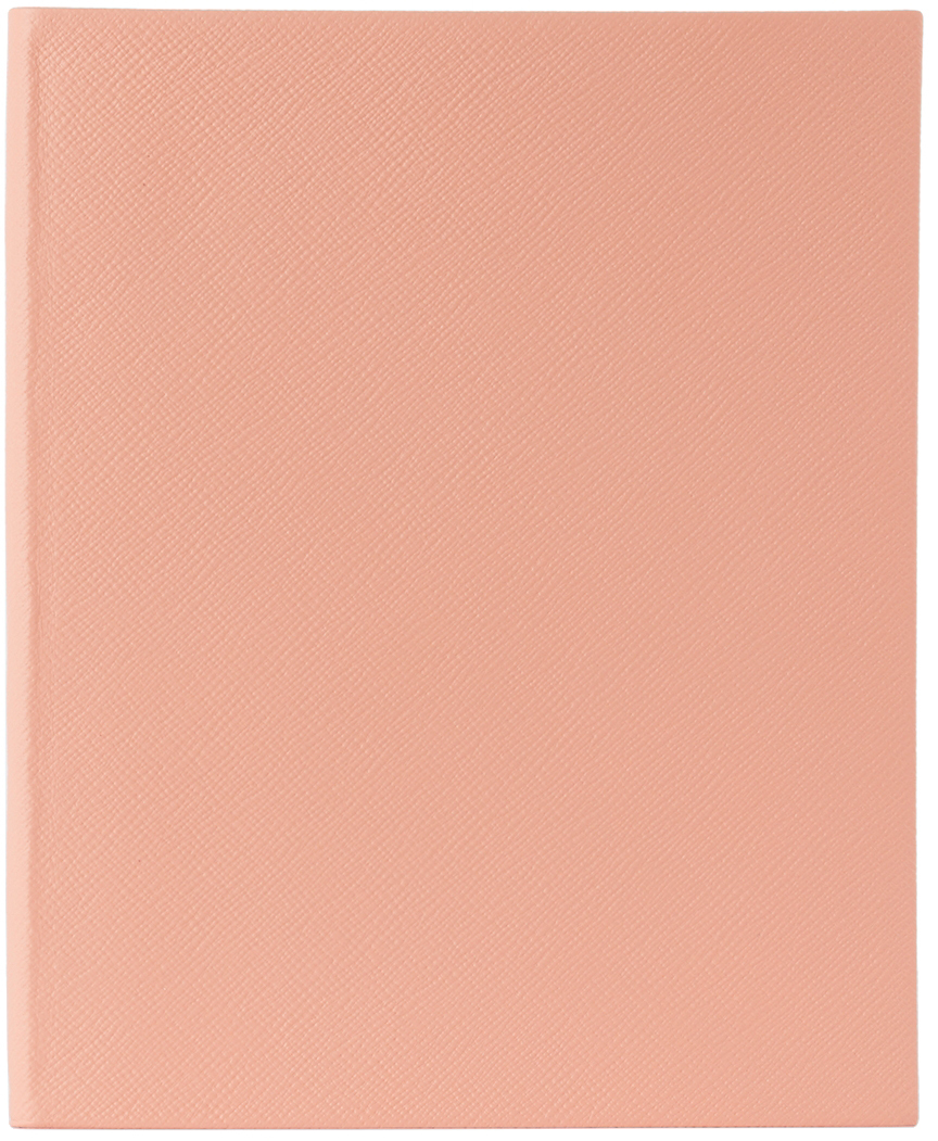 Smythson Pink Portobello Panama Notebook In Peach