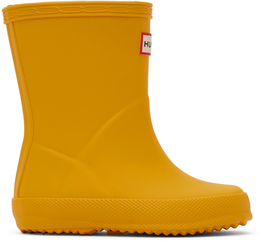 Hunter Kids Yellow First Classic Little Kids Rain Boots In Ryl Yellow ...