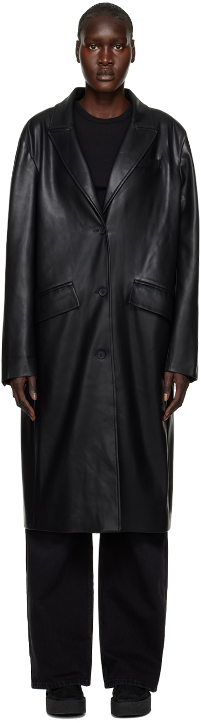 Ksubi Black Zephyr Duster Faux-leather Coat In 001 Black