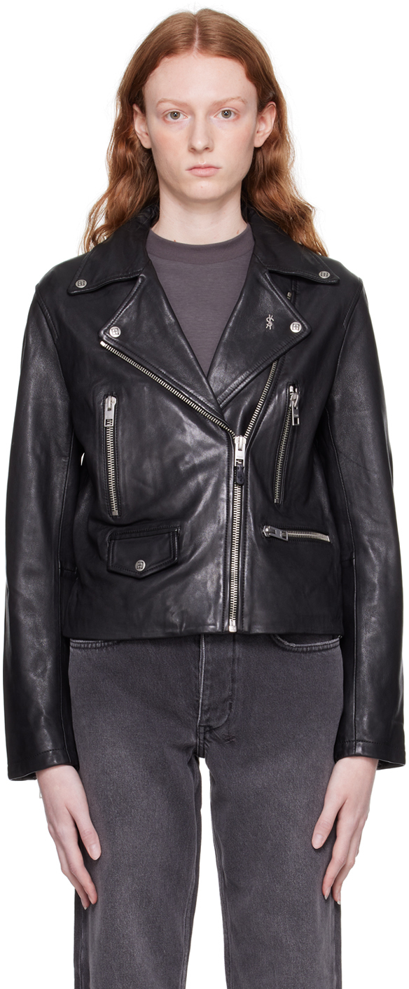 Black Amplify Leather Jacket by Ksubi on Sale