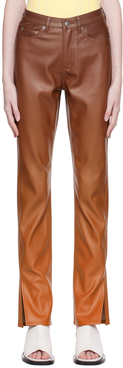 Ksubi Orange Melrose Sunset Faux-leather Trousers In 080 Orange