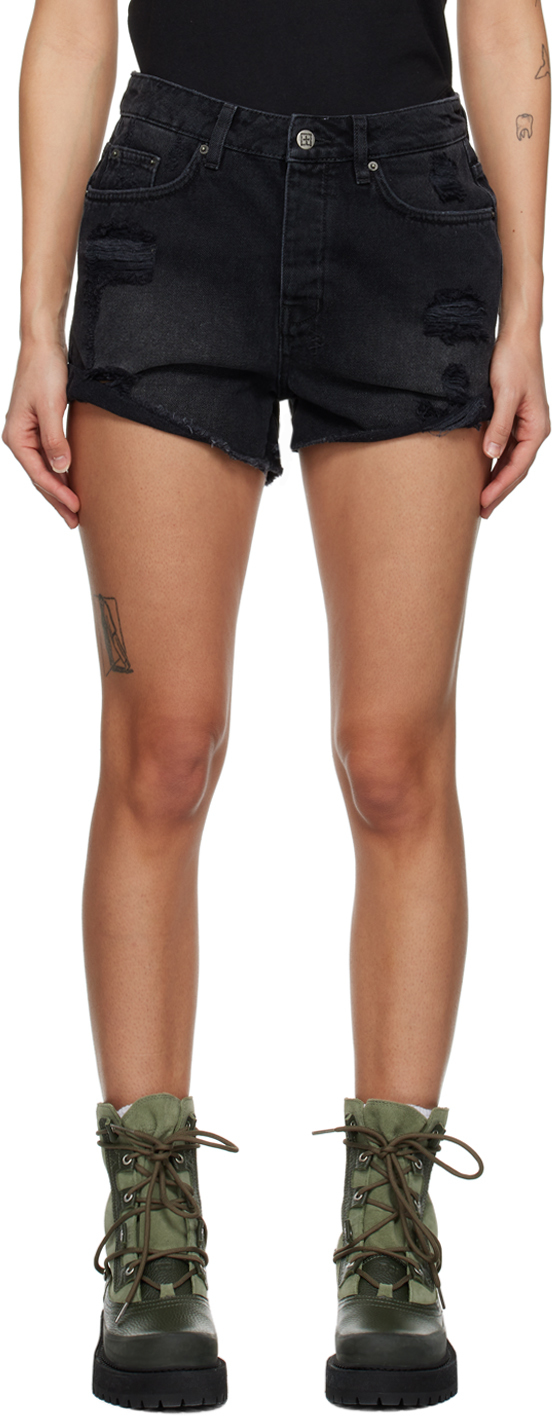 Ksubi Black Rollin Out Denim Shorts