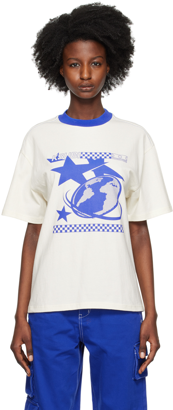 Ksubi Blue & Off-white Trackstar T-shirt In Off White