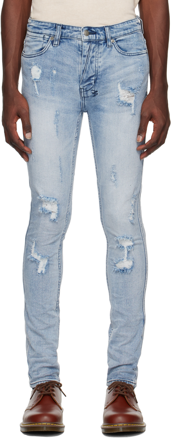 Ksubi Blue Van Winkle Trashed Jeans