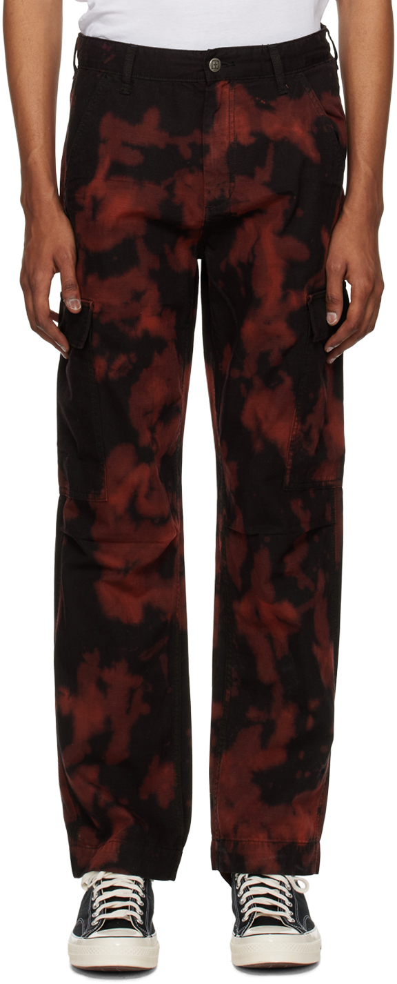 FESTIVAL DROP | black cargo trousers with red skull detail - small – remass