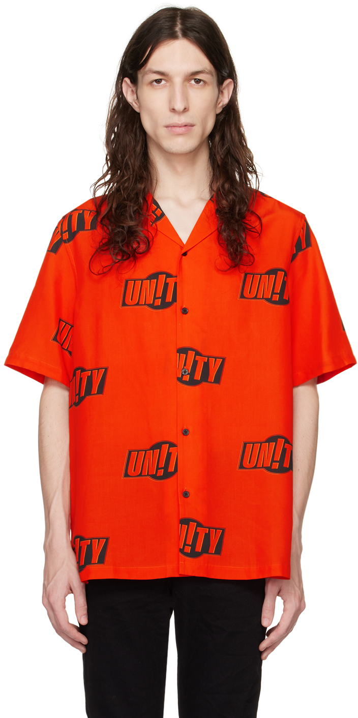 Ksubi Orange 'Unity' Sign Resort Shirt