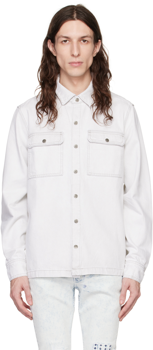 Ksubi Gray Scorpio Habits Denim Shirt In White