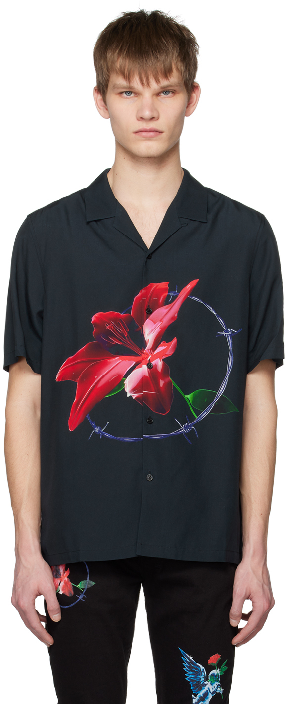 Ksubi Men's Flower-print Tencel Camp Shirt In Black