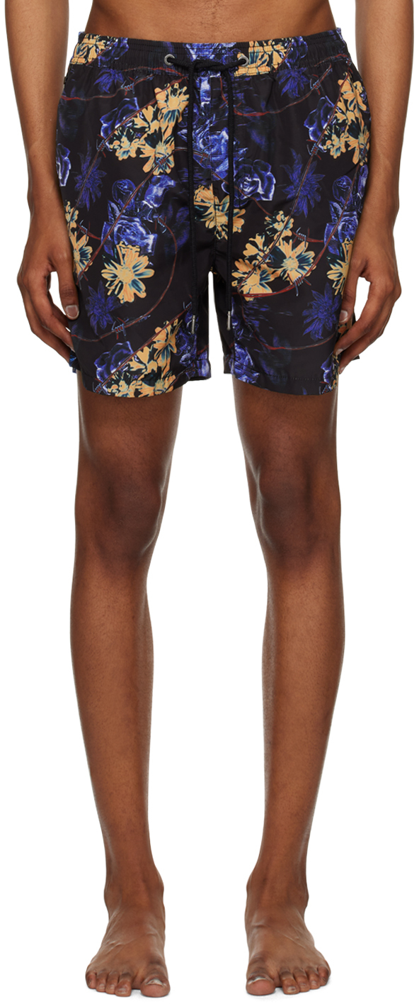 Shop Ksubi Black Hyperflower Swim Shorts In Assorted
