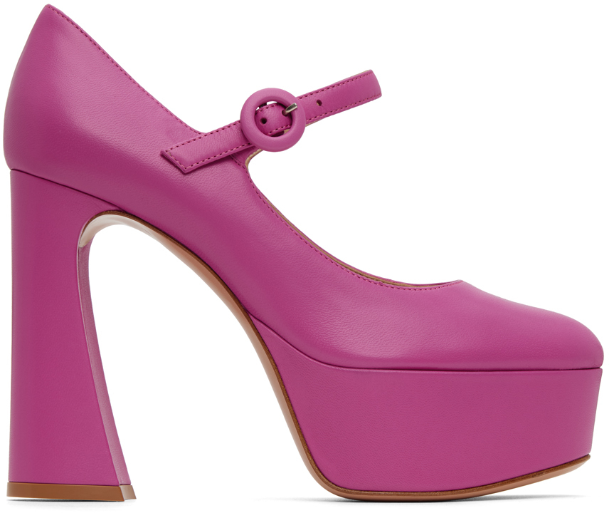 Gianvito Rossi Pink Mary Jane Heels In Bloom