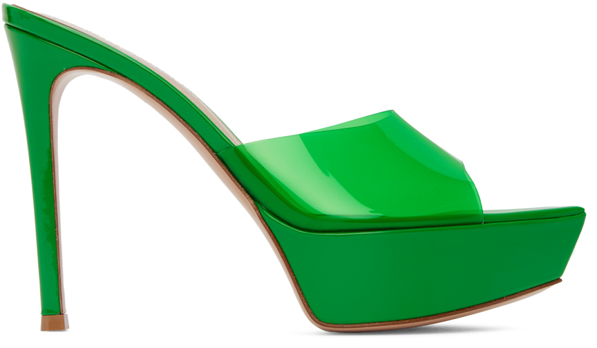 Green Betty Heeled Platform Sandals