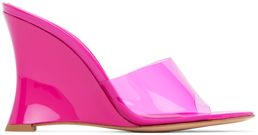 Gianvito Rossi Futura 95 Patent-leather And Pvc Wedge Sandals In Pink