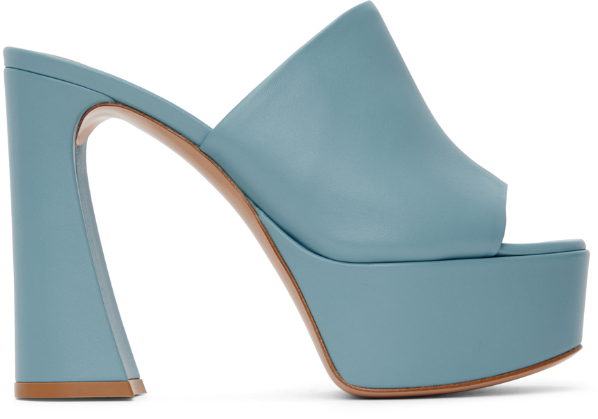 Gianvito Rossi Blue Holly Mule Sandals In Air