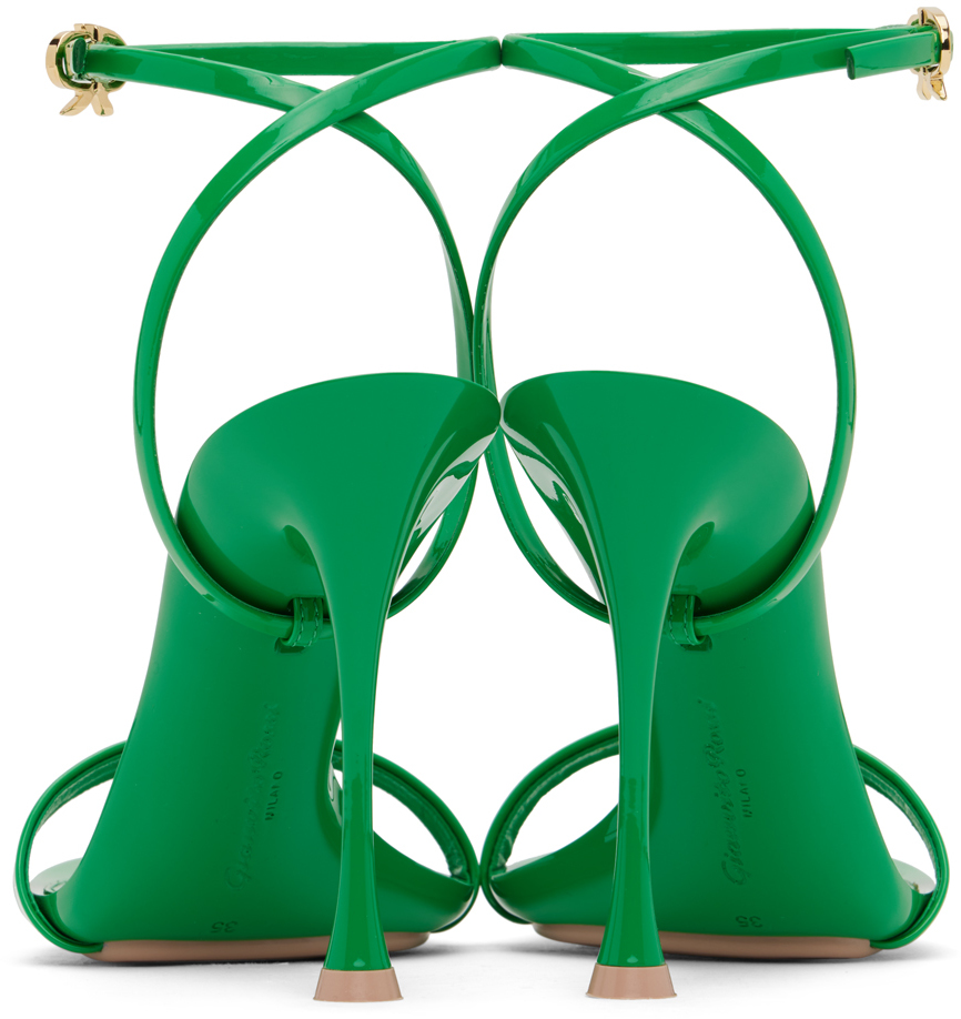 Shop Gianvito Rossi Green Spice Ribbon Heeled Sandals